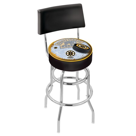 Holland Bar Stool Co 25" Chrome 2-Ring Boston Bruins Swivel Bar Stool, Back L7C425BosBru-D2